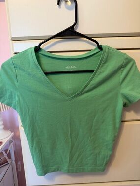 wild fable Mint Green V-Neck Crop Tee